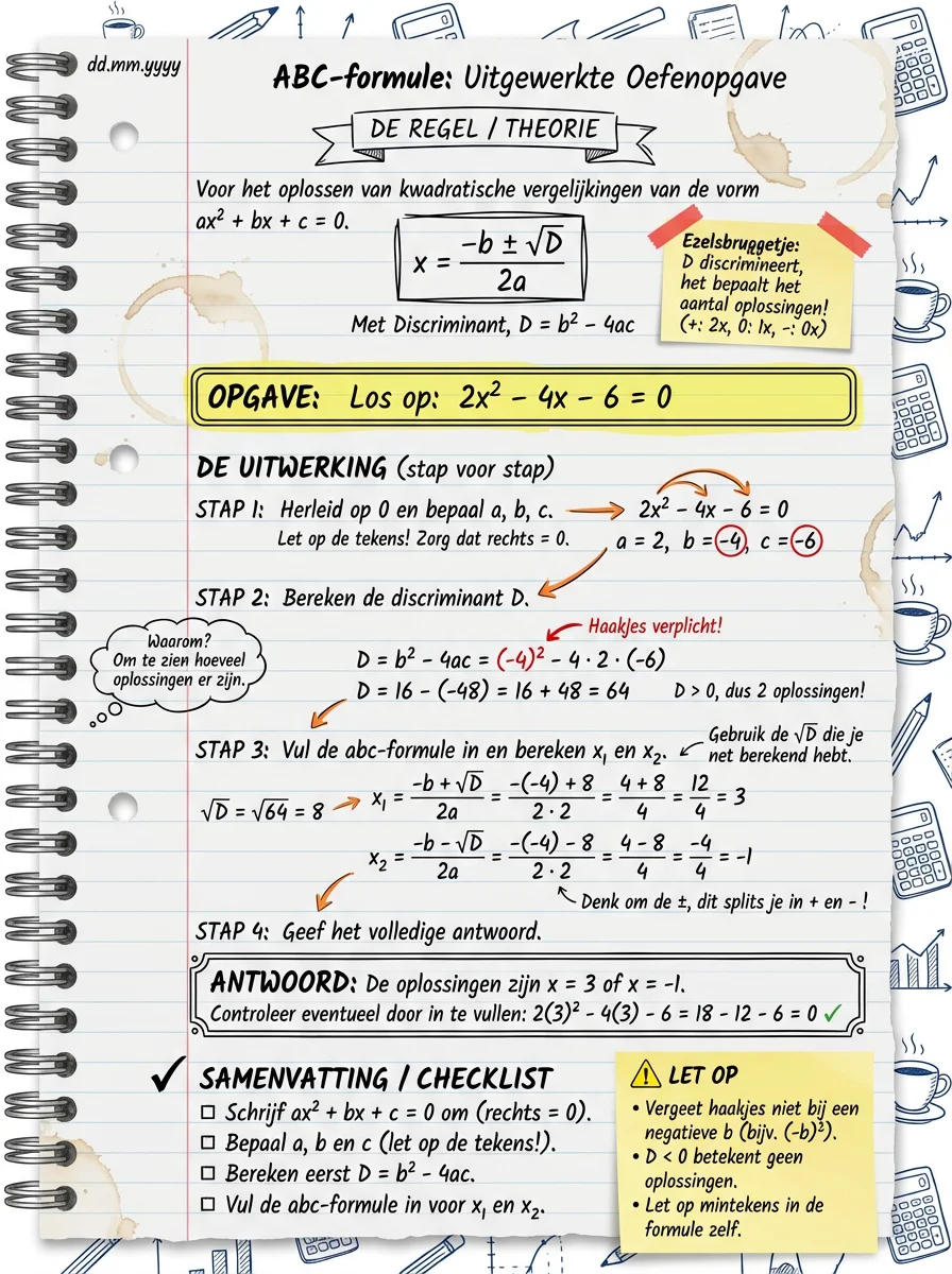 Kwadratische vergelijkingen (abc-formule)
